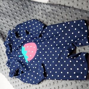 Carter’s Navy Blue Polka Dot Strawberry Summer Beach Rashguard 1 Piece Swimsuit